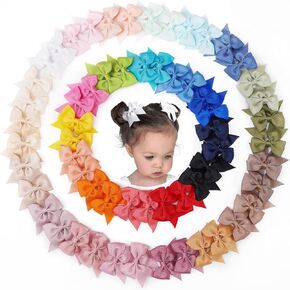 JOYOYO 60 Pieces Baby Bows Alligator Hair Clips in 30 Pastel Colors, Barrettes and Bows for Baby Girls,Toddlers,Kids