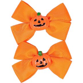 Baby Halloween Hair Bow Clip Girls Halloween Hair Clip Headwear Halloween Hair Accessories 2 Pack WJR19 (Orange Pumpkin) in Saudi Arabia
