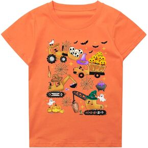 Halloween Shirts for Kids Toddler Pumpkin Face Ghost Skeleton Cotton Tshirt Clothes 2-7 Years