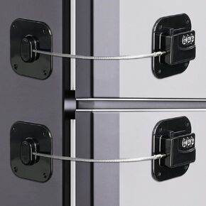 2 Pack Refrigerator Lock, Cabinet Lock, Child Safety Cabinet Locks, with Combination Fridge Lock, for Fridge, Cabinets, Window, Drawers, Adhesive Installation, No Drilling Required(Black)