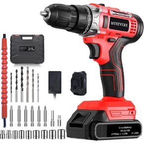 21V MAX Cordless Drill Set: 28-Piece Power Drill Kit with 2 Batteries and Charger, 3/8 Inch Keyless Chuck, 2 Variable Speed, 24+1 Position, 24pcs Drill Bits, Professional Toolbox (Blue)