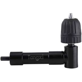 90 Degrees Right Angle Bend Extension Cordless Drill Attachment Adapter，8mm Hex Shank Power Electric Drill Tool, 0.8-10mm Jaw Chuck Range.