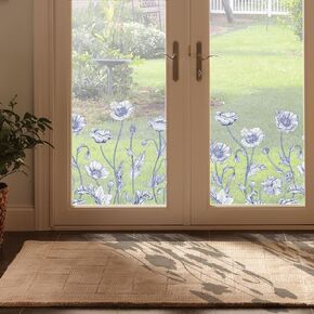 Flower Window Cling Decorative Spring Easter Glass Decor, Thincked Window Corner Stained Glass Window Clings, Watercolor Spring Butterflies Window Stickers 16.93"x23.62"x2pcs