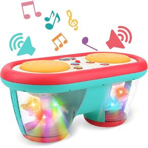 Baby Toys for 6 to 12 Months, Drum Musical Learning Infant Toys Rotating Light Up Toys for 12-18 Months, Tummy Time Toys for Baby 0-3-6-9 Months, Baby Gifts Toys 1 Year Old