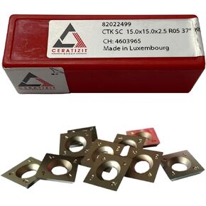 15mm (Ci1) Square Straight Carbide Insert Cutter 15X15X2.5mm 4-Edge, for Woodworking Spiral Helical Planer Head and DIY Wood Lathe Turning Tools, 10pcs