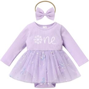 IMEKIS Baby Girl 1st Birthday Outfit Fall Pumpkin Winter Snowflake One Romper Sparkle Dress Headband Cake Smash Photo