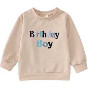 Birthday Outfit for Toddler Boys Embroidered Print Sweatshirt Baby Boy Birthday Gift Shirts Long Sleeve Fall Clothes