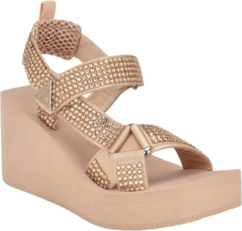 Guess Women's DAWSIN Sandal, Black 001, 8 in Saudi Arabia