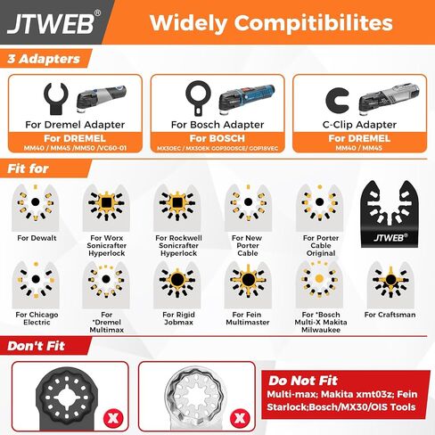 JTWEB 10PCS Extra Long Multitool Blades, Japanese Tooth Oscillating Saw Blades Clean Cut for Wood, Plastic, Bi-Metal Oscillating Tool Blade Metal Cutting, Multi Tool Blades Kits Universal for Dewalt in Saudi Arabia