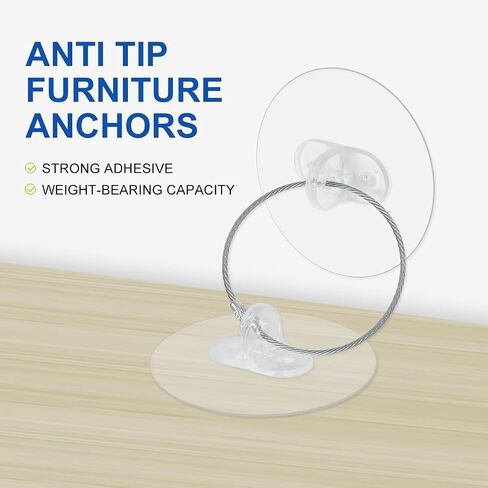 LANMU Adhesive Furniture Wall Anchors, 12 Pairs Anti Tip Furniture Wall Anchor Earthquake Furniture Straps, Prevent Falling for Child Safety in Saudi Arabia
