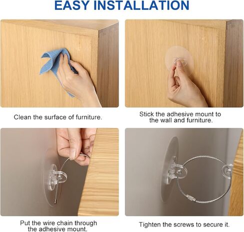LANMU Adhesive Furniture Wall Anchors, 12 Pairs Anti Tip Furniture Wall Anchor Earthquake Furniture Straps, Prevent Falling for Child Safety in Saudi Arabia
