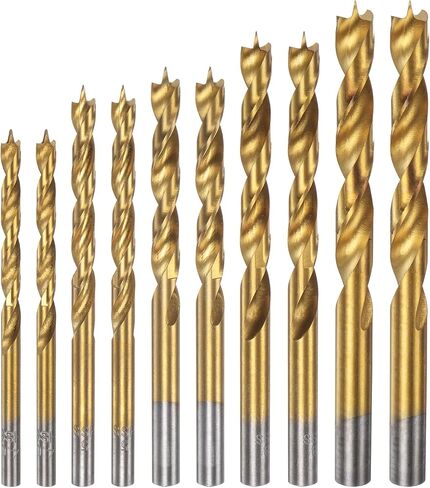 HARFINGTON Brad Point Drill Bit Set 4/5/6/8/10mm Dia Straight Round Shank Drill Metric Brad Point Spiral Twist Drill Bits for Carpenter Woodworking Plastic Rubber, Golden 5in1 Set in Saudi Arabia