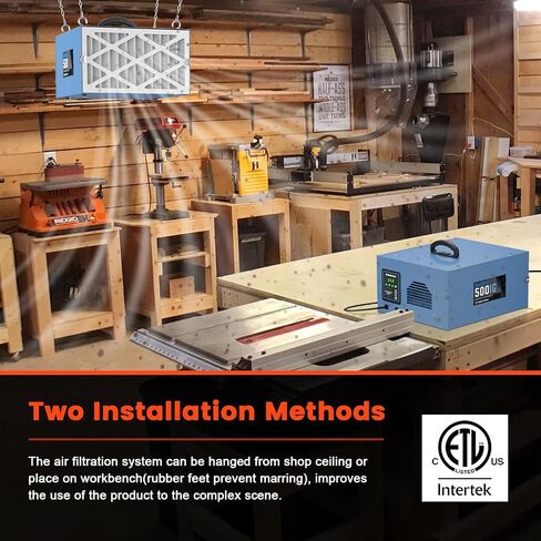 Abestorm Air Filtration System Woodworking with 3-Speed Adjustments, Remote-Controlled and Built-in Ionizer Function, Industrial Hanging Air Filter for Woodworking, Garage, Workshop, DecDust 500IG in Saudi Arabia