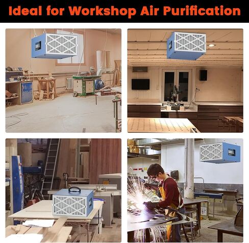 Abestorm Air Filtration System Woodworking with 3-Speed Adjustments, Remote-Controlled and Built-in Ionizer Function, Industrial Hanging Air Filter for Woodworking, Garage, Workshop, DecDust 500IG in Saudi Arabia