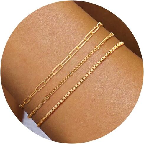 أساور تشيسكي للنساء، سوار أنيق مطلي بالذهب عيار 14 قيراط، مجموعة أساور زركونيا عصرية مقاومة للماء وقابلة للتكديس، أساور سلسلة مطرزة بالأقمار الصناعية الذهبية، مجوهرات نسائية لطيفة قابلة للتعديل in Kuwait