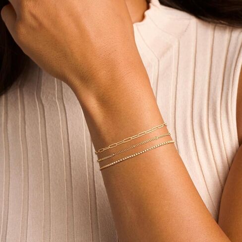 أساور تشيسكي للنساء، سوار أنيق مطلي بالذهب عيار 14 قيراط، مجموعة أساور زركونيا عصرية مقاومة للماء وقابلة للتكديس، أساور سلسلة مطرزة بالأقمار الصناعية الذهبية، مجوهرات نسائية لطيفة قابلة للتعديل in Kuwait