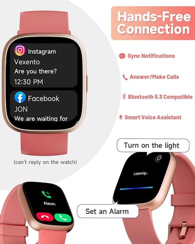 Smart Watch for Women, Alexa Built-in, Answer/Make Calls, 1.83" Fitness Tracker Watch with Heart Rate Monitor, Sleep Tracker, Pedometer, IP68 Waterproof, Smartwatch Compatible Android iOS in Saudi Arabia
