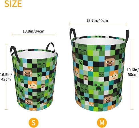 Video Game Mosaic Background Round Laundry Hamper Storage Basket Toys Clothes Organizer Bin For Home Bathroom Bedroom Dorm Nursery, 62l in Saudi Arabia