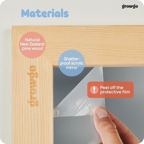 Montessori Mirror Baby Wall, Baby Pull Up Bar, Montessori 3-in-1 Shatterproof Mirror, Wooden Pull Up Bar, Toddler Pull Up Bar, Montessori Baby Furniture, Balancing Nature and Development in Kuwait