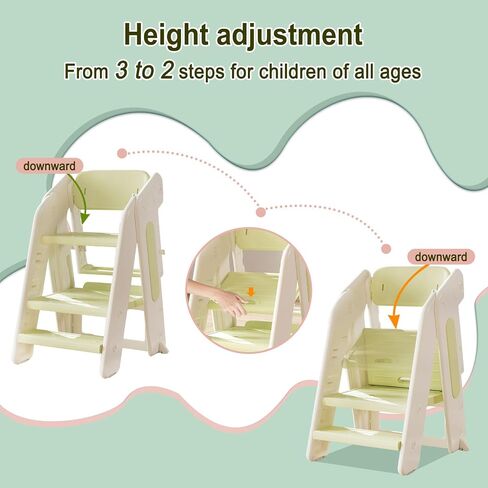 Toddler Tower Kitchen Stool Helper,Foldable/Adjustable Height Kids StandingTower Stool W/CPC Certification,for Kitchen Counter Bathroom Sink Cooking Child Ladder for Toddlers W/Safty Rail(Grey White) in Saudi Arabia