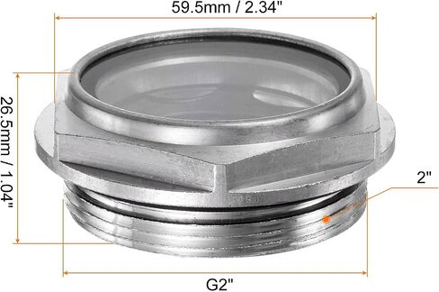 HARFINGTON 2pcs Air Compressor Oil Sight Glass G1" Male Thread Liquid Level Gauge Aluminum Alloy Hex Head Oil Indicator Window with O-Ring for Air Compressor Gearbox Tanks, Silver in Kuwait