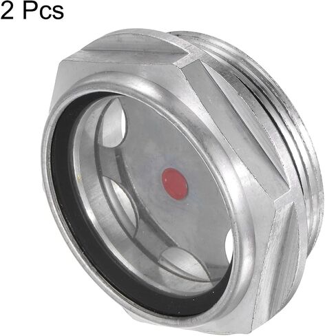 HARFINGTON 2pcs Air Compressor Oil Sight Glass G1" Male Thread Liquid Level Gauge Aluminum Alloy Hex Head Oil Indicator Window with O-Ring for Air Compressor Gearbox Tanks, Silver in Kuwait