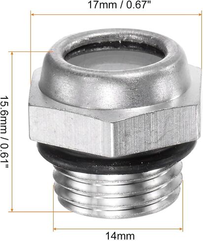HARFINGTON 2pcs Air Compressor Oil Sight Glass G1" Male Thread Liquid Level Gauge Aluminum Alloy Hex Head Oil Indicator Window with O-Ring for Air Compressor Gearbox Tanks, Silver in Kuwait