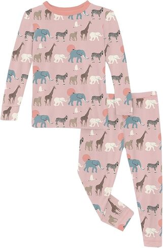 KicKee Pants Baby Girls' Print Long Sleeve Pajama Set (Toddler/Little Big Kids) in Saudi Arabia