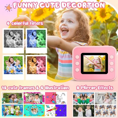 Kids Camera Instant Print, Christmas Birthday Gifts for Girls and Boys, Kids Camera 1080P HD Video Digital Camera, Toddler Toy for 3-12 Years Old, Black in Kuwait