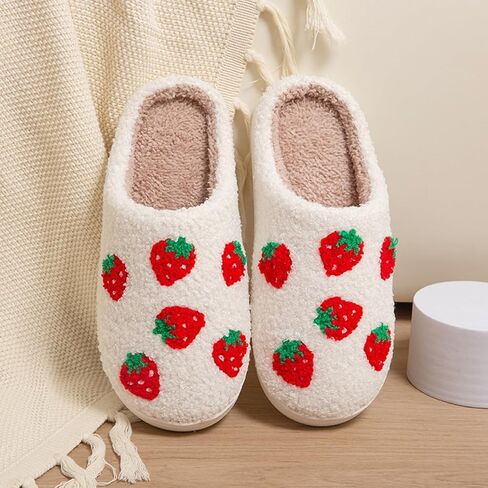 House Slippers for Women, Animal Fruit Slipper with Cat Highland Cow Dog Strawberry Flower Heart, Adult House Shoes with Checker Rainbow Evil Eyes, Winter Fuzzy Bedroom Slides, Soft Cute Cozy in Saudi Arabia