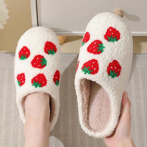 House Slippers for Women, Animal Fruit Slipper with Cat Highland Cow Dog Strawberry Flower Heart, Adult House Shoes with Checker Rainbow Evil Eyes, Winter Fuzzy Bedroom Slides, Soft Cute Cozy in Saudi Arabia