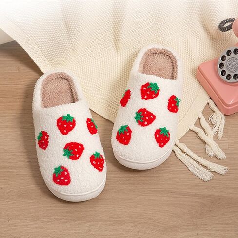 House Slippers for Women, Animal Fruit Slipper with Cat Highland Cow Dog Strawberry Flower Heart, Adult House Shoes with Checker Rainbow Evil Eyes, Winter Fuzzy Bedroom Slides, Soft Cute Cozy in Saudi Arabia