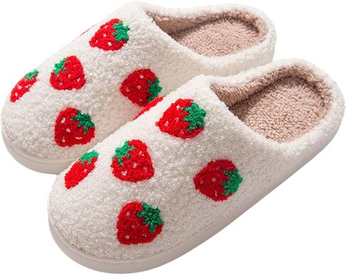 House Slippers for Women, Animal Fruit Slipper with Cat Highland Cow Dog Strawberry Flower Heart, Adult House Shoes with Checker Rainbow Evil Eyes, Winter Fuzzy Bedroom Slides, Soft Cute Cozy in Saudi Arabia
