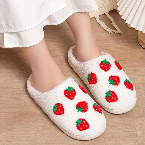 House Slippers for Women, Animal Fruit Slipper with Cat Highland Cow Dog Strawberry Flower Heart, Adult House Shoes with Checker Rainbow Evil Eyes, Winter Fuzzy Bedroom Slides, Soft Cute Cozy in Saudi Arabia