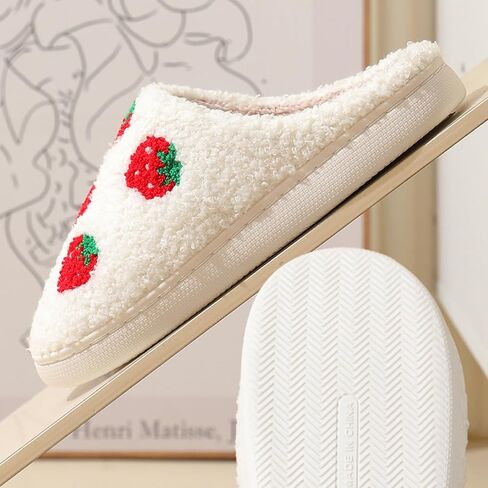 House Slippers for Women, Animal Fruit Slipper with Cat Highland Cow Dog Strawberry Flower Heart, Adult House Shoes with Checker Rainbow Evil Eyes, Winter Fuzzy Bedroom Slides, Soft Cute Cozy in Saudi Arabia