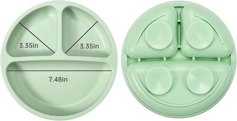 PandaEar Silicone Baby Feeding Set| 2 Pack Silicone Divided Suction Plate and 2 Pack Tiny Cup with 2 Spoons 2 Forks| Baby Led Weaning Supplies Self Feeding Eating Utensils (Light Blue/Light Green) in Saudi Arabia