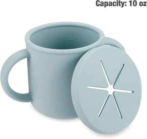 PandaEar Silicone Baby Feeding Set| 2 Pack Silicone Divided Suction Plate and 2 Pack Tiny Cup with 2 Spoons 2 Forks| Baby Led Weaning Supplies Self Feeding Eating Utensils (Light Blue/Light Green) in Saudi Arabia