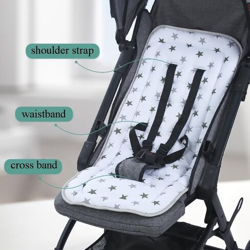 Universal Baby Stroller Seat Liner Cotton Pushchair Seat Cushion Breathable Pram Liner Insert Pad Cover Soft Stroller Cushion Pad Head and Body Support Mat in Saudi Arabia