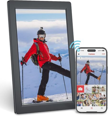 ARAFUNA Frameo 10.1 بوصة إطار صورة رقمي WiFi، إطار صورة رقمي لمشاركة الصور، شاشة لمس HD IPS، تدوير تلقائي، تخزين مدمج 16 جيجابايت، قابل للتركيب على سطح المكتب in Kuwait