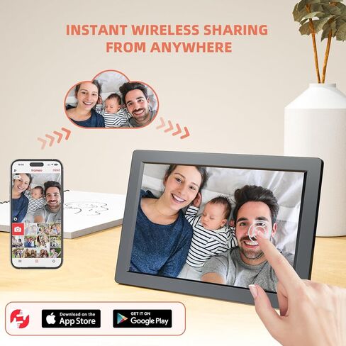 ARAFUNA Frameo 10.1 بوصة إطار صورة رقمي WiFi، إطار صورة رقمي لمشاركة الصور، شاشة لمس HD IPS، تدوير تلقائي، تخزين مدمج 16 جيجابايت، قابل للتركيب على سطح المكتب in Kuwait
