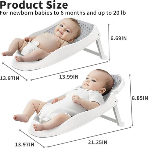 Foldable Baby Bathtub Support, Ergonomic Mesh Infant Bathtub, Portable Baby Bath Tub for Newborn Babies 0-6 Months, Grey in Saudi Arabia