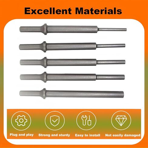 مجموعة انجراف مطرقة هوائية قياسية طويلة جدًا 7 بوصة (177 مم) 401، لقم ثقب 3/16 بوصة إلى 1/2 بوصة متوافقة مع ATD-5736 لإزالة البراغي المتآكلة أو الدبابيس الطويلة (5 قطع) in Kuwait