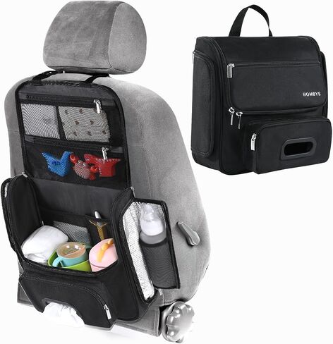 HOMBYS Portable Car Diaper Caddy Organizer, Car Caddy with Lid for Baby Stuff,Baby Backseat Car Organizer,Multifunctional Car Back Seat Oganizer (Black) in Saudi Arabia