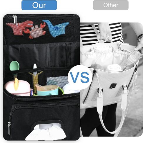 HOMBYS Portable Car Diaper Caddy Organizer, Car Caddy with Lid for Baby Stuff,Baby Backseat Car Organizer,Multifunctional Car Back Seat Oganizer (Black) in Saudi Arabia