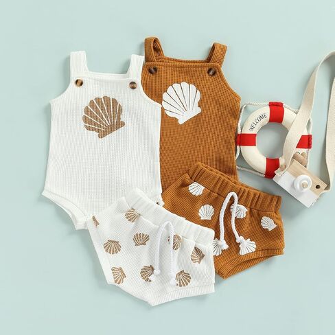 Newborn Baby Girl Summer Outfits Ribbed Sleeveless Romper Bodysuit Top and Ruffle Shorts Headband Clothes Sets in Saudi Arabia