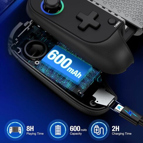 Wireless Mobile Game Controller for iPhone/Android with Phone Case Support - RGB Phone Gaming Controller for Xbox Game Pass, PlayStation, Steam Link, Call of Duty, Roblox, Minecraft and More, Come with Thumb Grip&Crystal Stickers in Saudi Arabia
