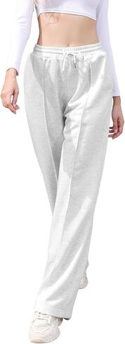 بنطال رياضي بأرجل واسعة للنساء برباط وخصر مطاطي للركض مع جيوب in Kuwait