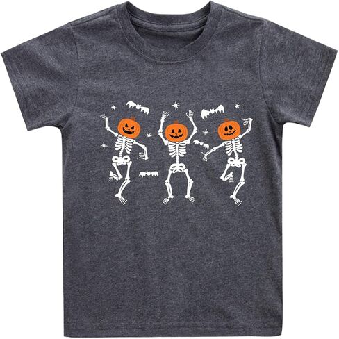 Halloween Shirts for Kids Toddler Pumpkin Face Ghost Skeleton Cotton Tshirt Clothes 2-7 Years in Kuwait