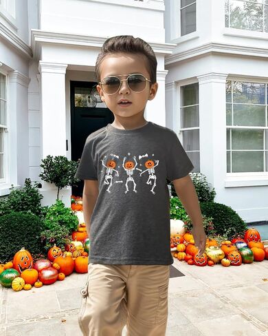 Halloween Shirts for Kids Toddler Pumpkin Face Ghost Skeleton Cotton Tshirt Clothes 2-7 Years in Kuwait