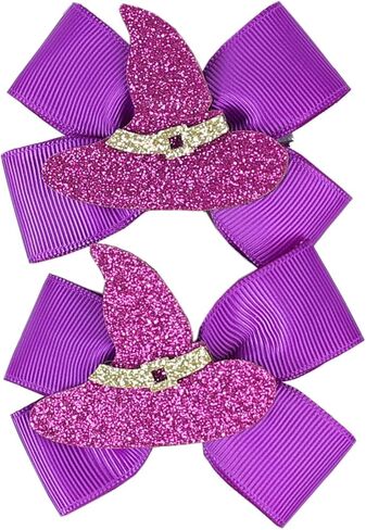 Baby Halloween Hair Bow Clip Girls Halloween Hair Clip Headwear Halloween Hair Accessories 2 Pack WJR19 (Orange Pumpkin) in Kuwait